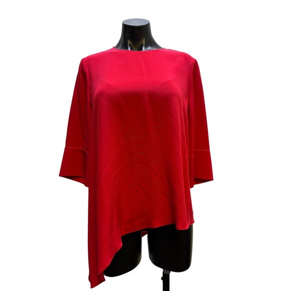 St. John Red Asymmetric Hem Blouse Size S - Picture 1 of 5